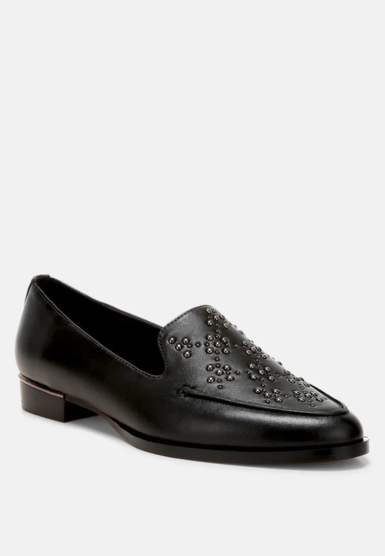 Gabassi Studded Genuine Leather Loafers