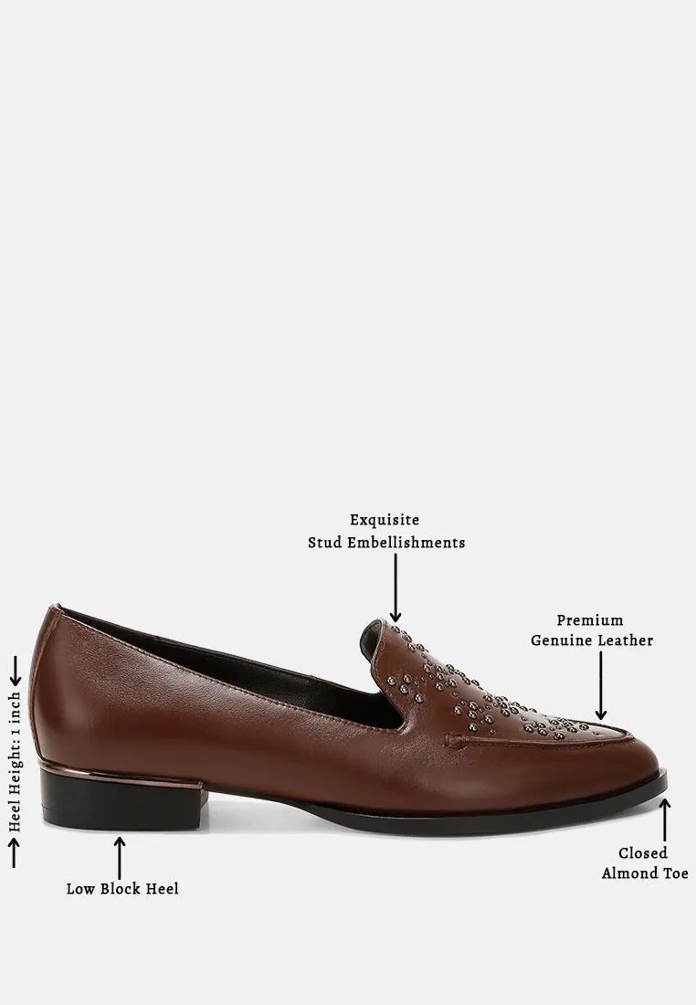 Gabassi Studded Genuine Leather Loafers