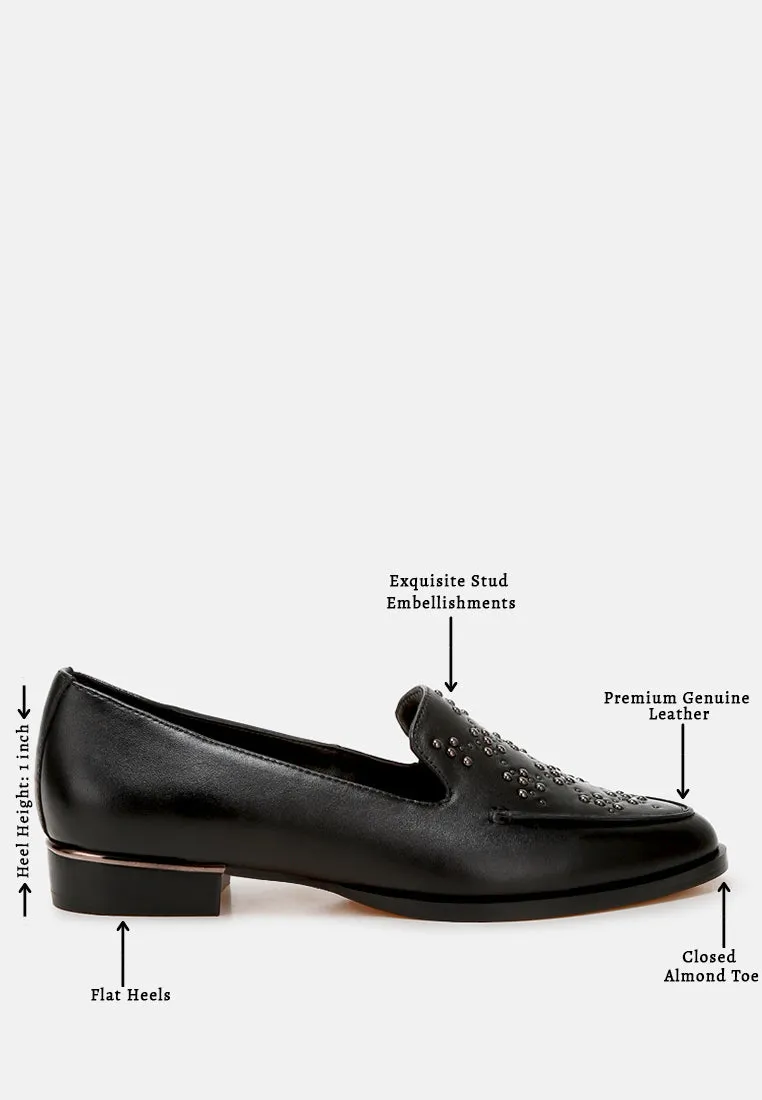 Gabassi Studded Genuine Leather Loafers