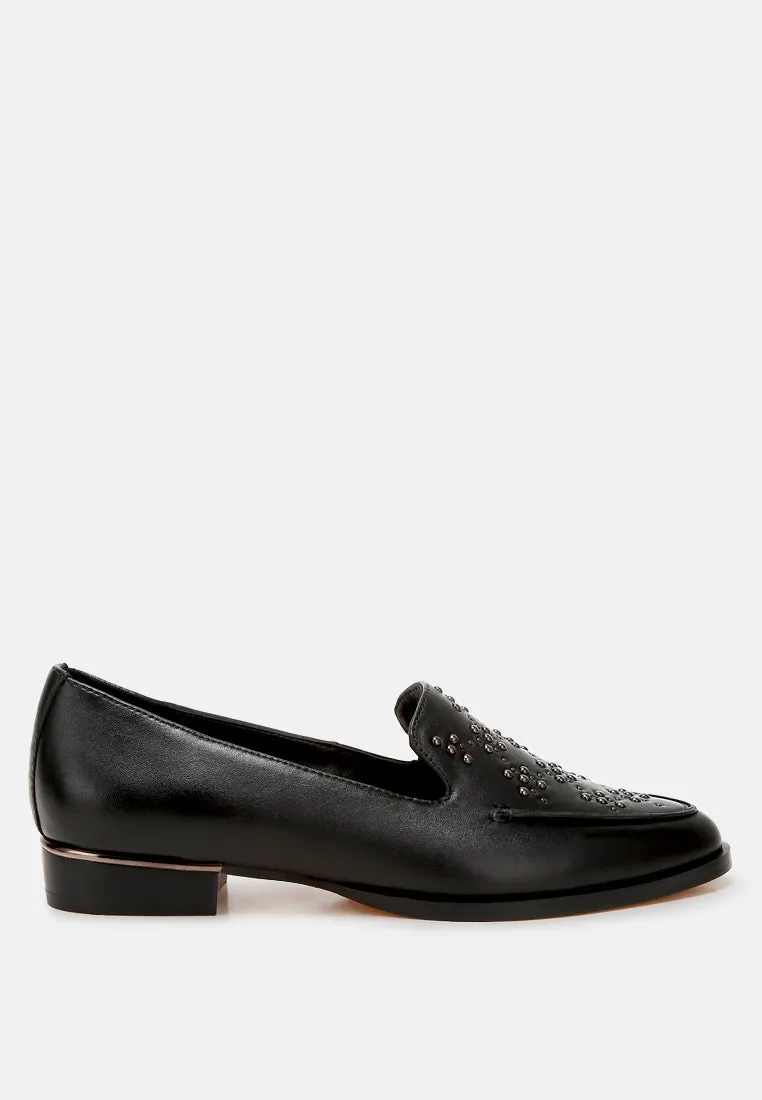 Gabassi Studded Genuine Leather Loafers