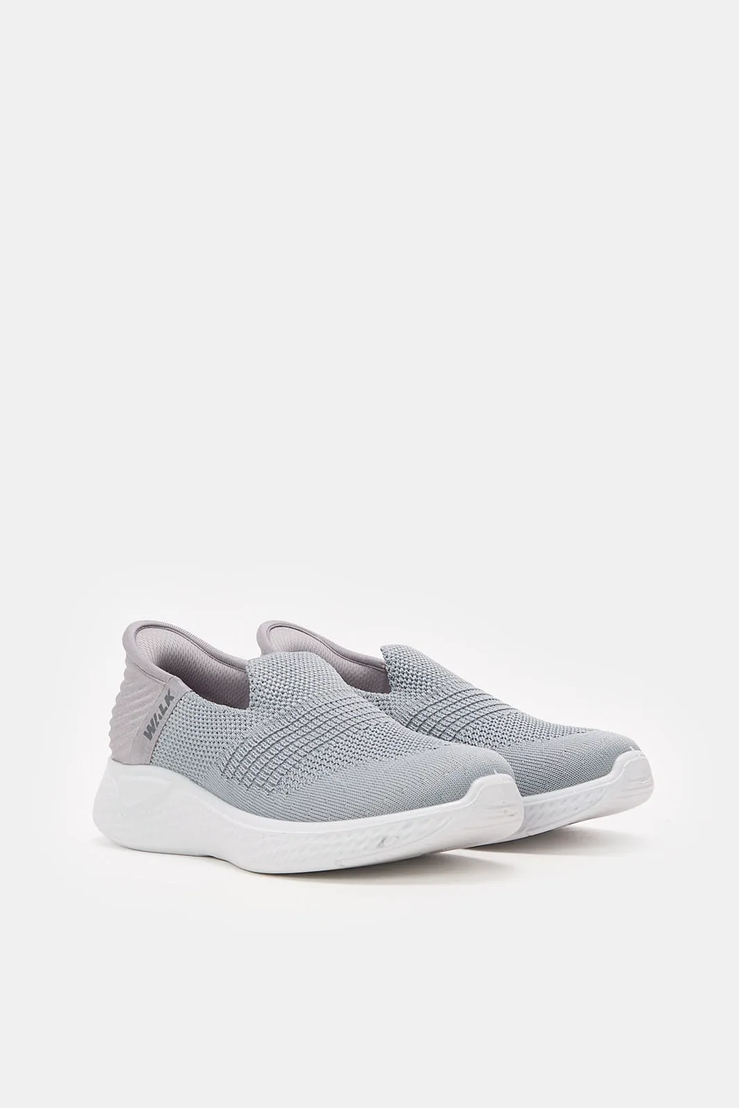 Girls Grey Textured Slip-On Sneakers