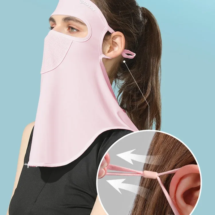 GOLOVEJOY Summer Ice Silk Sunscreen Face Shield  Ladies Outdoor Neck Protection Veil(Pink)