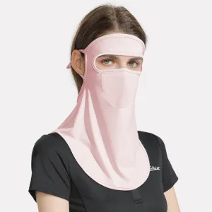 GOLOVEJOY Summer Ice Silk Sunscreen Face Shield  Ladies Outdoor Neck Protection Veil(Pink)