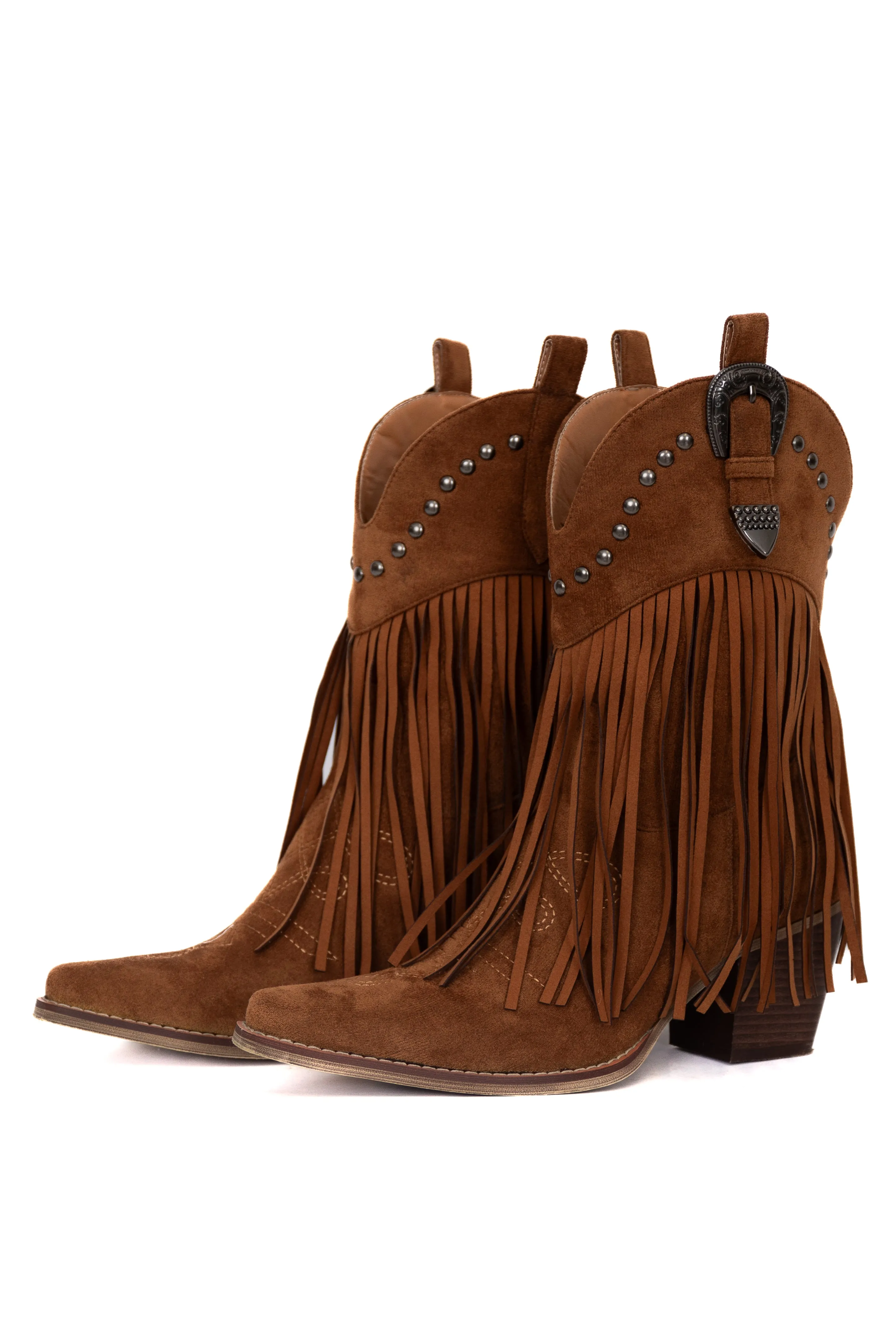 Jayde Camel Fringe Booties FINAL SALE