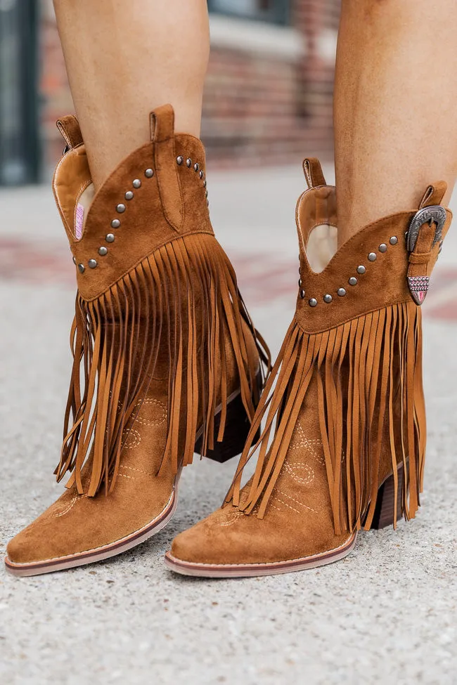 Jayde Camel Fringe Booties FINAL SALE