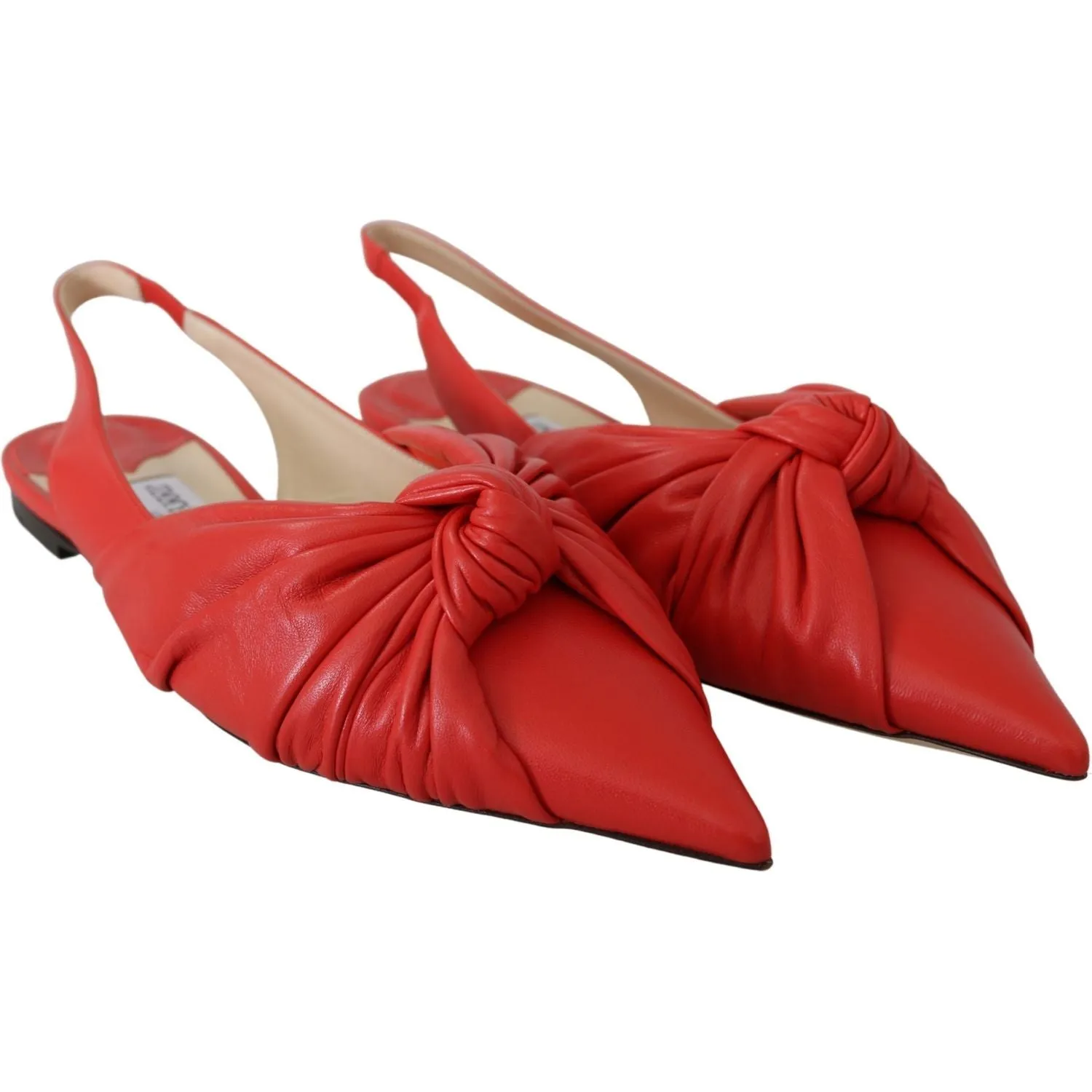 Jimmy Choo Chic Red Pointed Toe Leather Flats