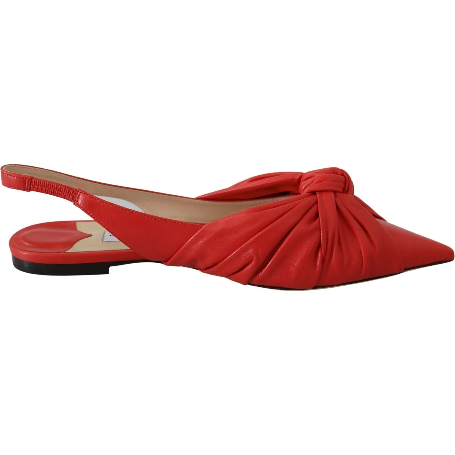 Jimmy Choo Chic Red Pointed Toe Leather Flats