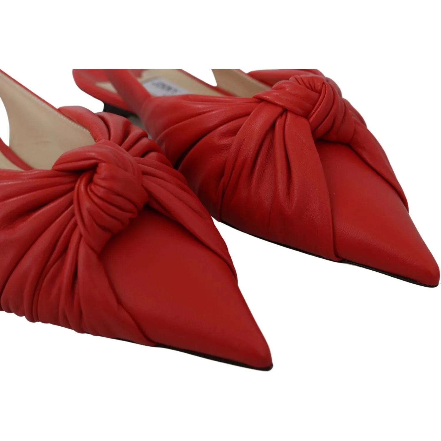 Jimmy Choo Chic Red Pointed Toe Leather Flats