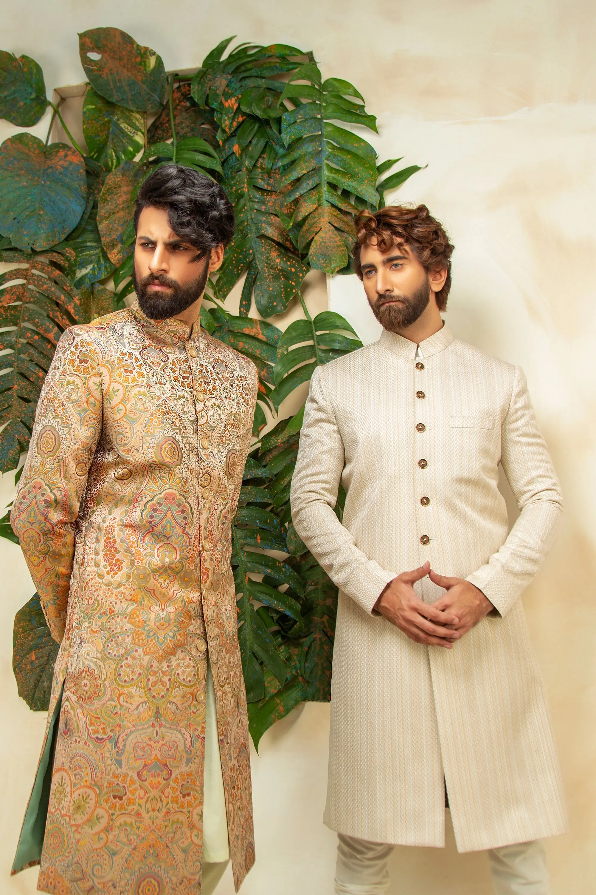 Kimkhab Geomatrical Pattern Sherwani