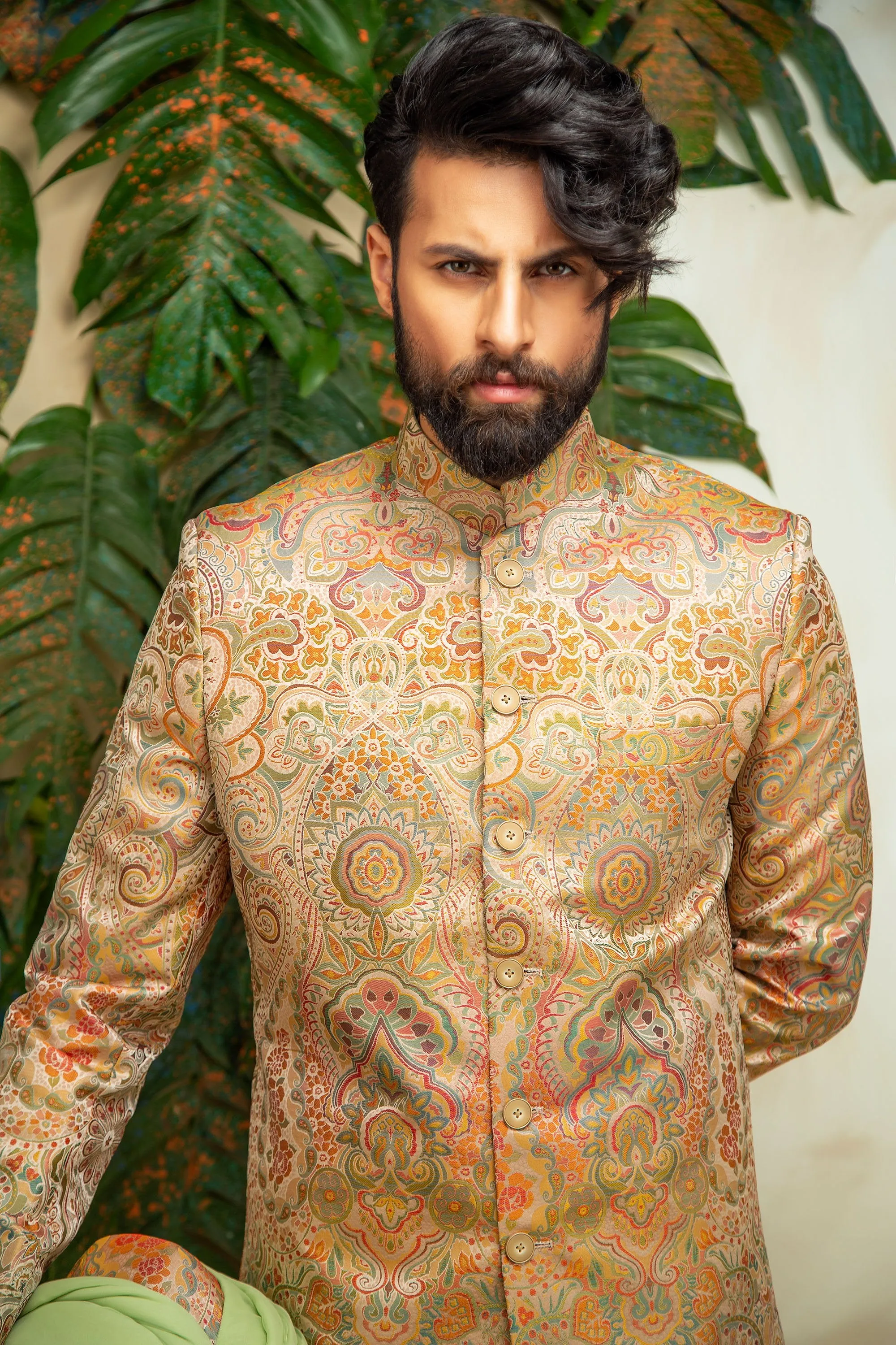 Kimkhab Geomatrical Pattern Sherwani