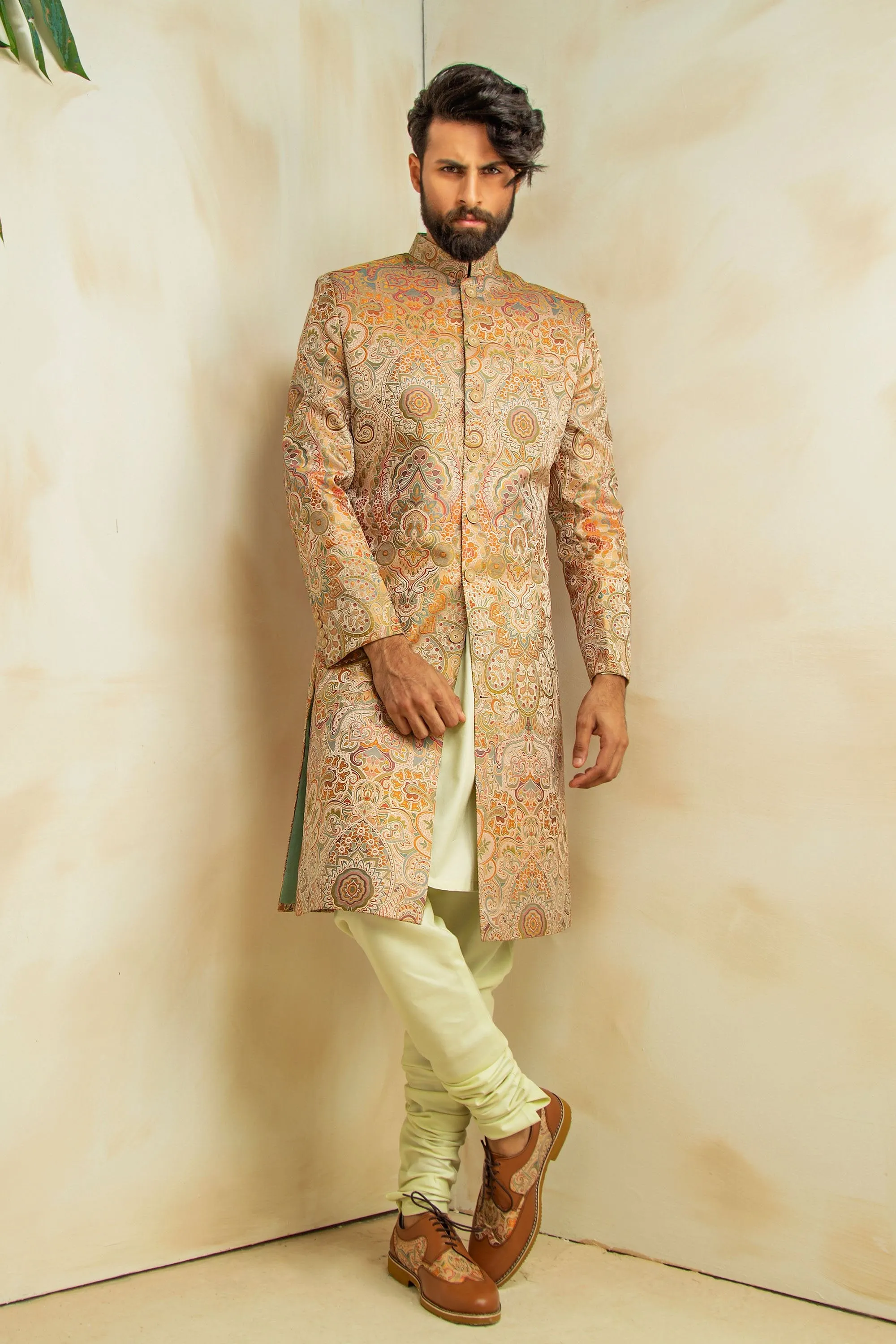 Kimkhab Geomatrical Pattern Sherwani