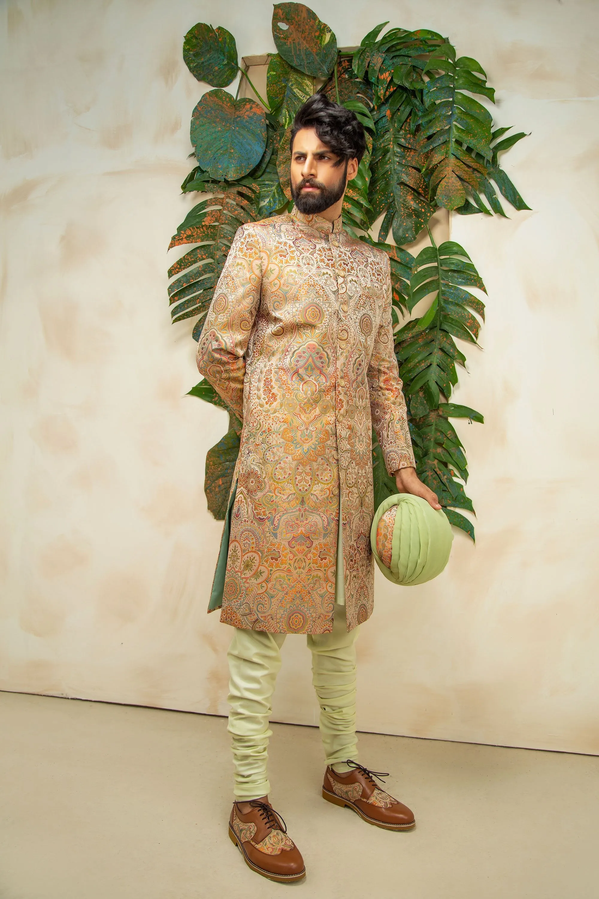 Kimkhab Geomatrical Pattern Sherwani