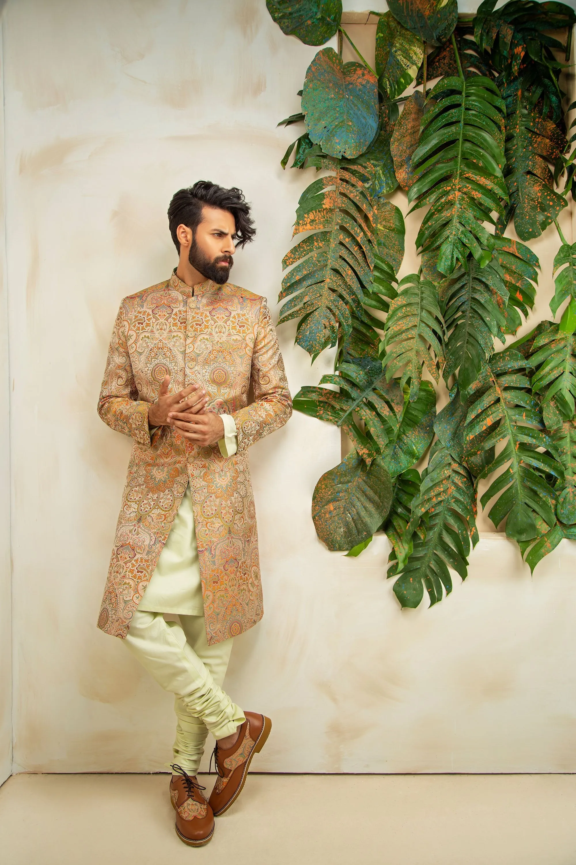 Kimkhab Geomatrical Pattern Sherwani