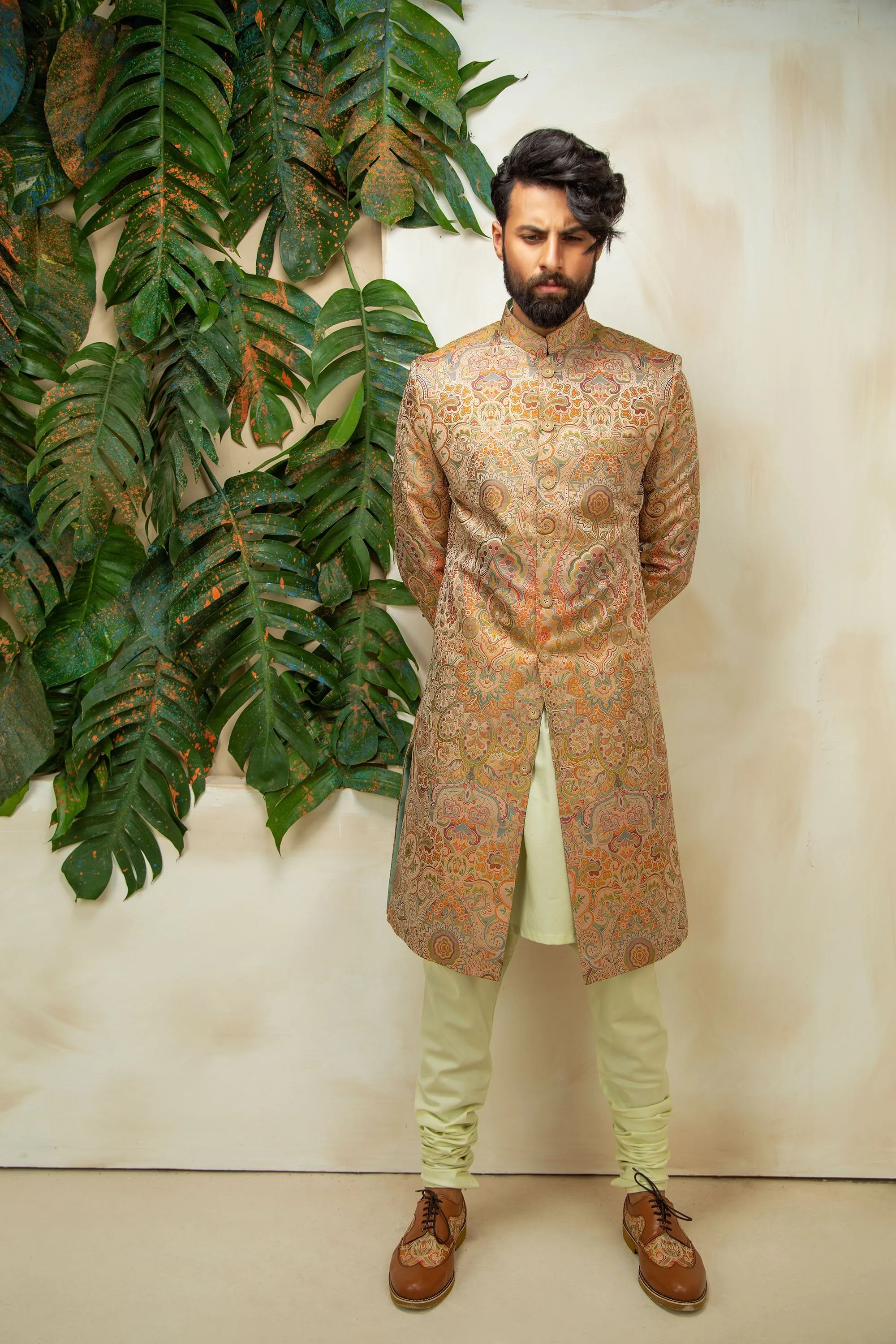 Kimkhab Geomatrical Pattern Sherwani