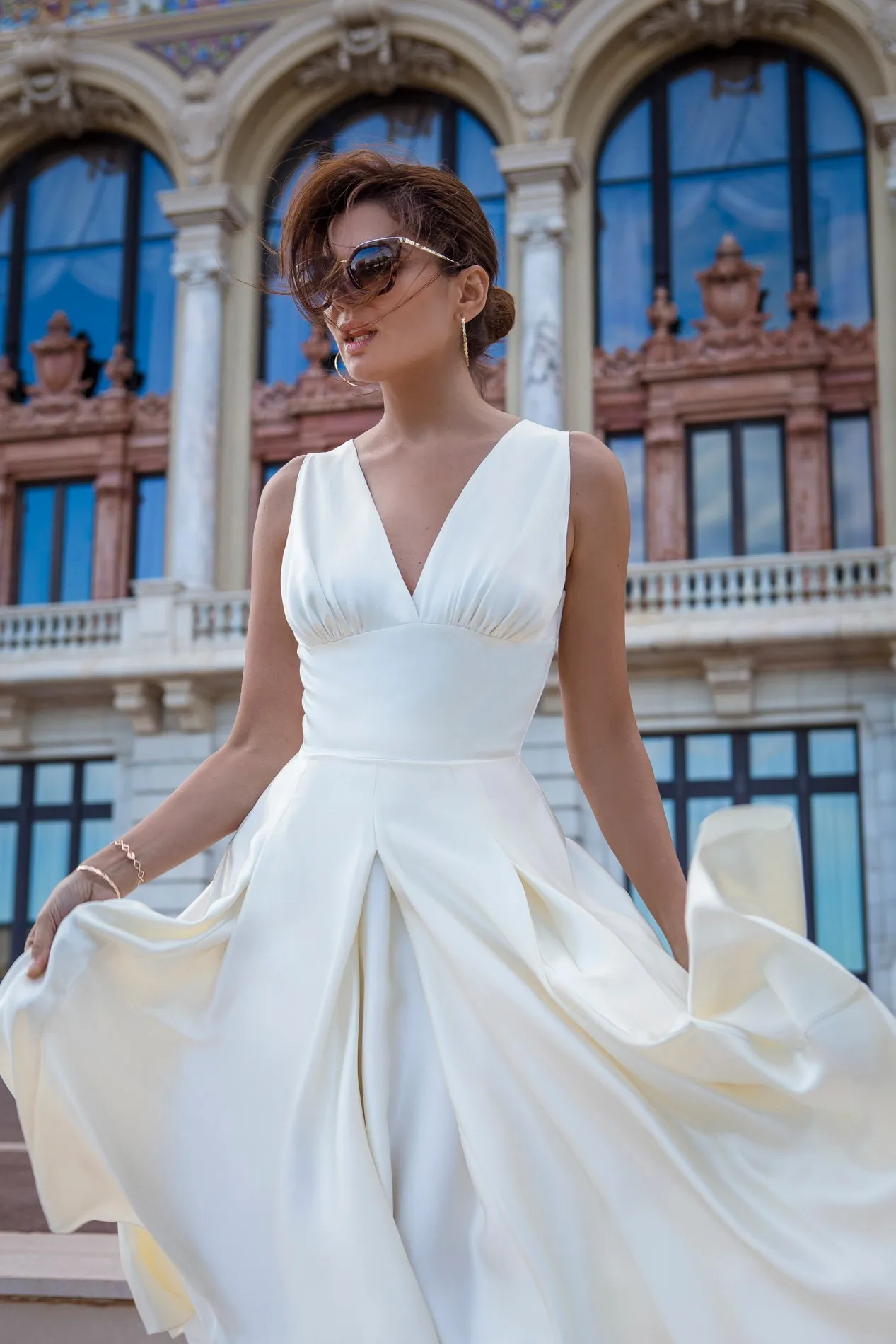 Marilyn Ivory Satin Midi Dress