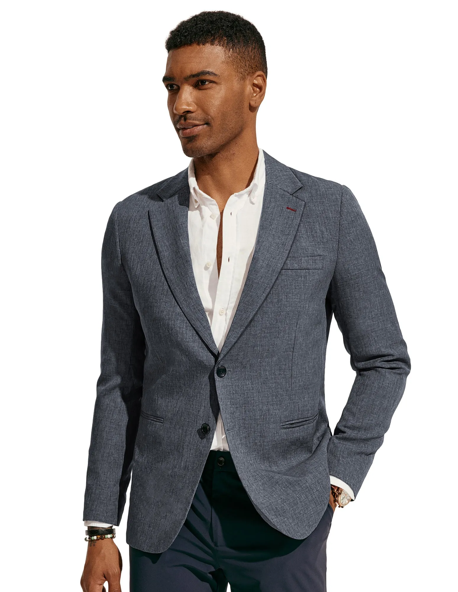 Men Notch Lapel Blazer Coat Casual Two Buttons Back Slit Suit Coats