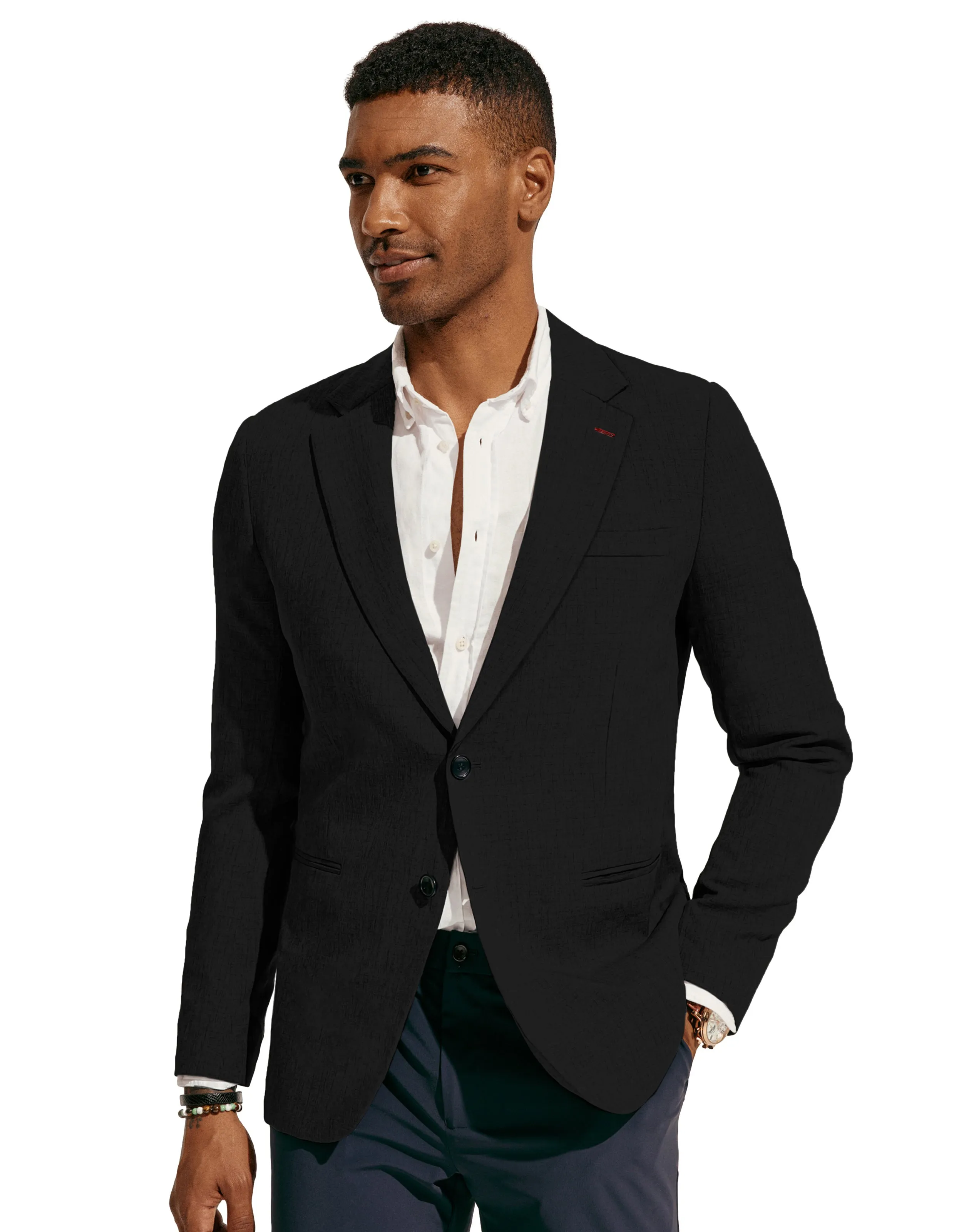 Men Notch Lapel Blazer Coat Casual Two Buttons Back Slit Suit Coats