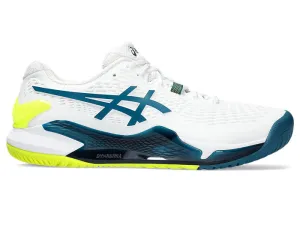 Men's Asics Gel-Resolution 9, White/Restful Teal, 12 2E Wide