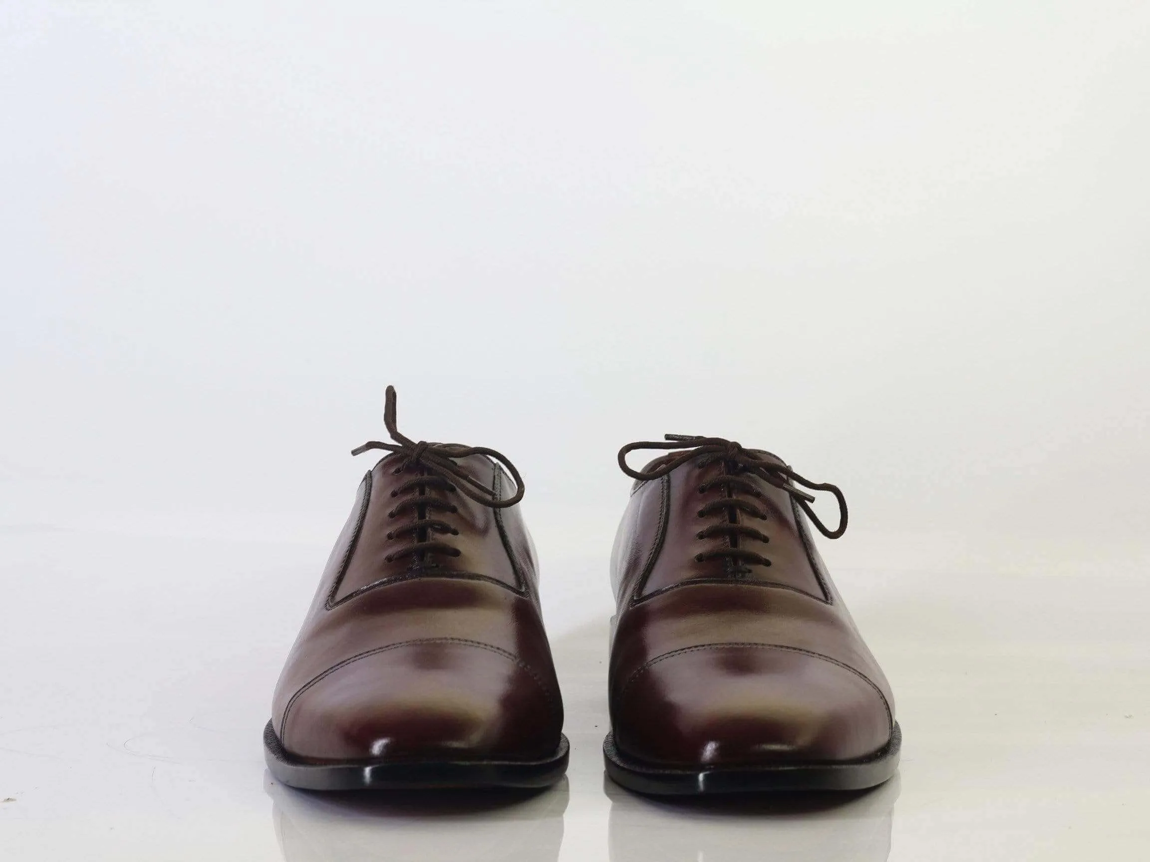 Men's Burgundy Cap Toe Lace Up Leather Shoe