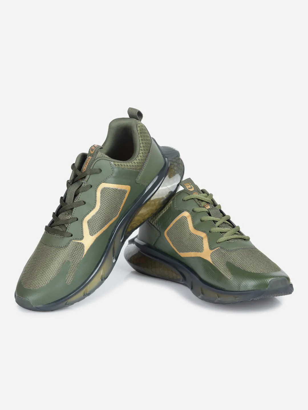 Men's Olive Translucent Sole Sneaker (ID7515)