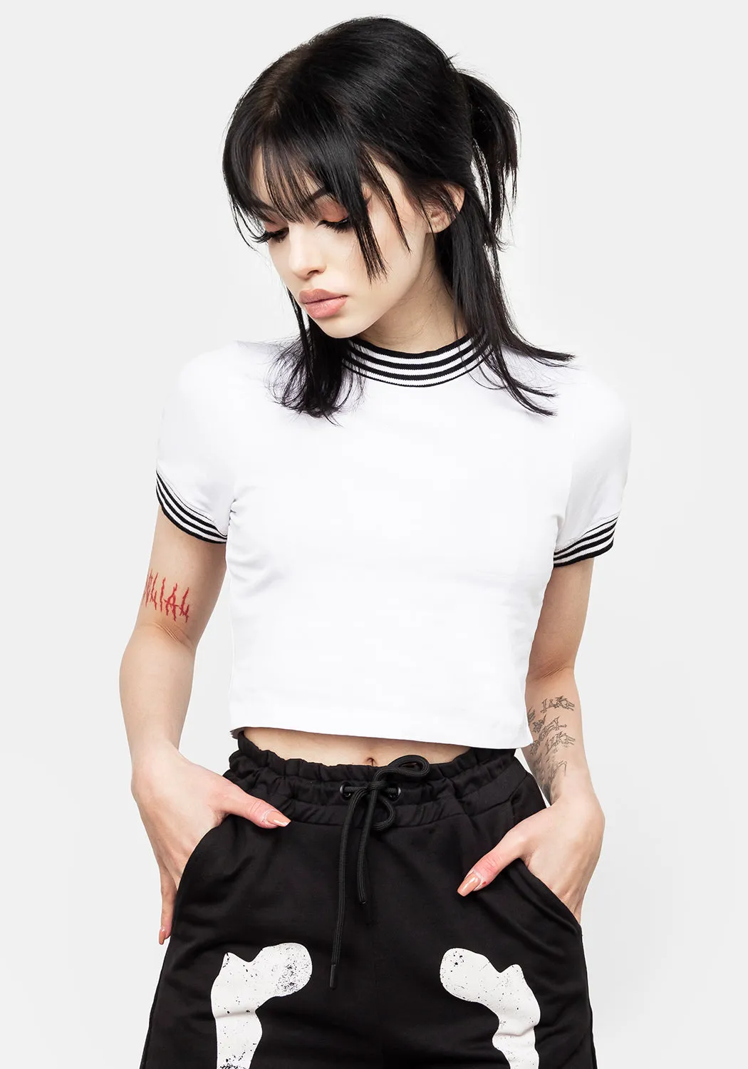 Monica White Crop Tee