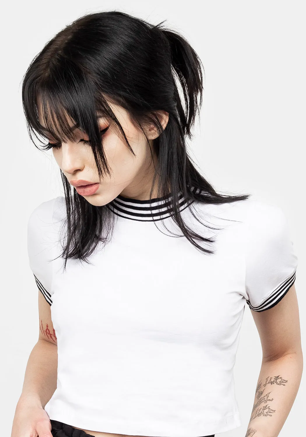 Monica White Crop Tee