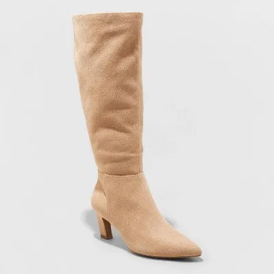 New - Women's Raye Tall Dress Boots - A New Day Taupe 9