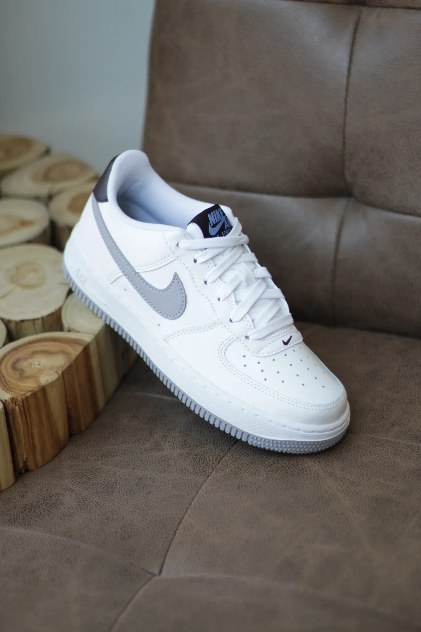 NIKE AIR FORCE 1 LE (GS) "WHITE/CEMENT GREY"