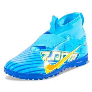 Nike Jr. Zoom Superfly 9 Academy Turf Soccer Shoes (Baltic Blue/White)