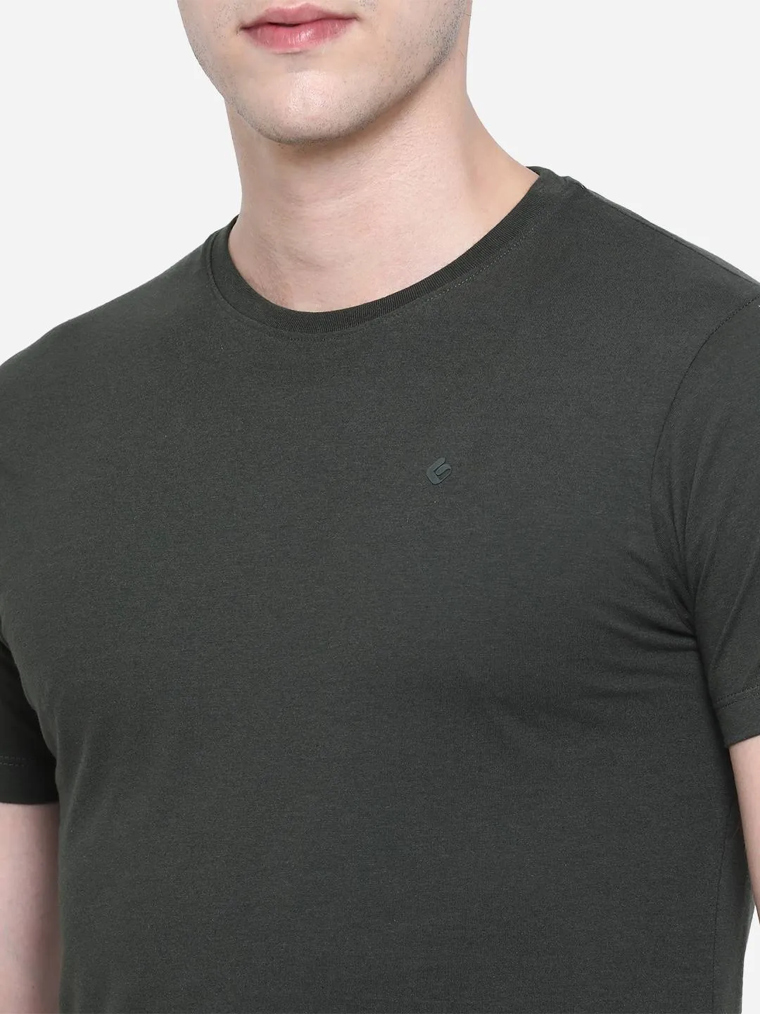 Olive Solid Slim Fit T-Shirt | Greenfibre