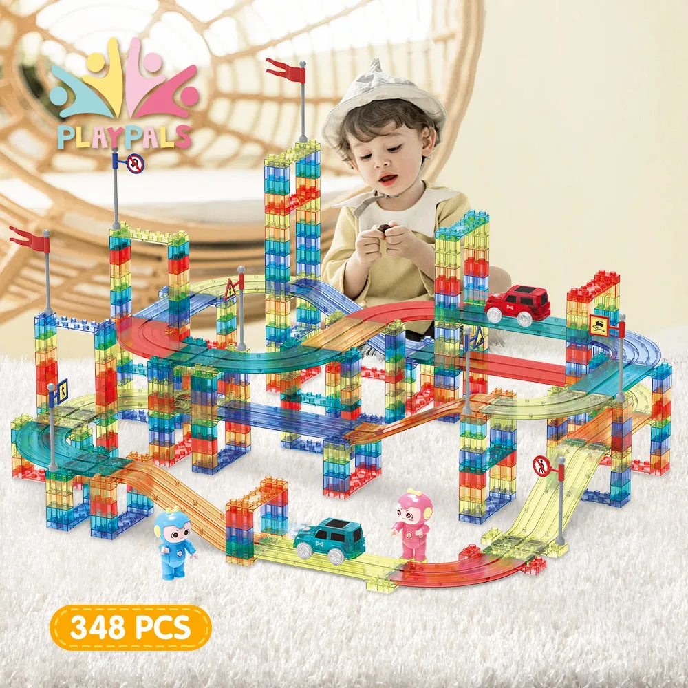 Playpals 348PCS Railcar Magnetic Tiles Blocks Educational Toys Child Gift