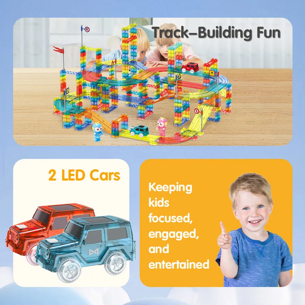 Playpals 348PCS Railcar Magnetic Tiles Blocks Educational Toys Child Gift