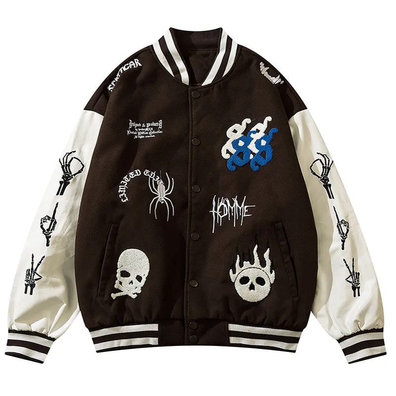 PopFlying High Street Varsity Jacket Skeleton