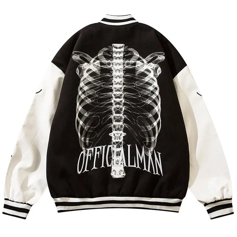 PopFlying High Street Varsity Jacket Skeleton