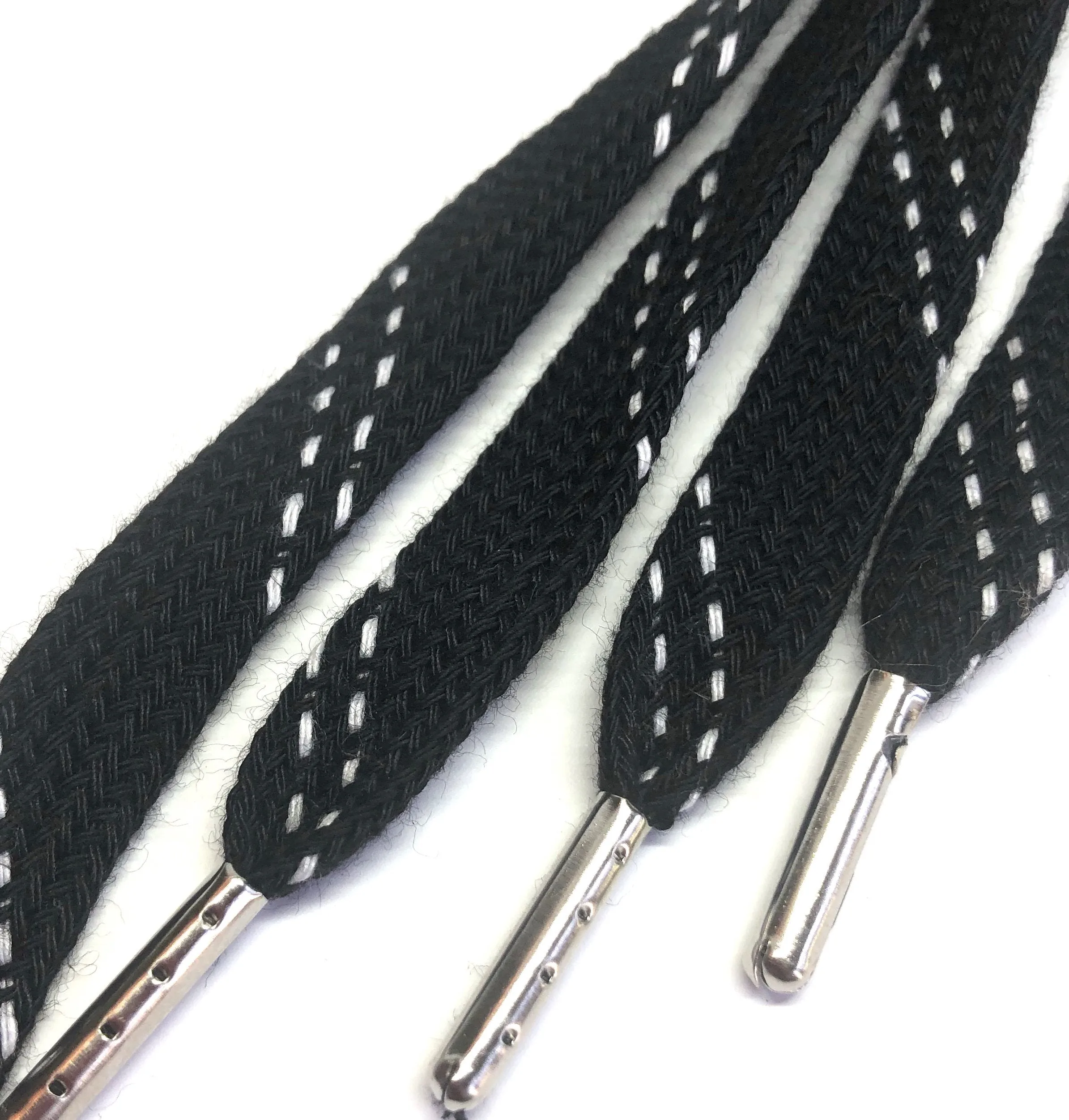 Premium Sport Laces - Black with White Accents