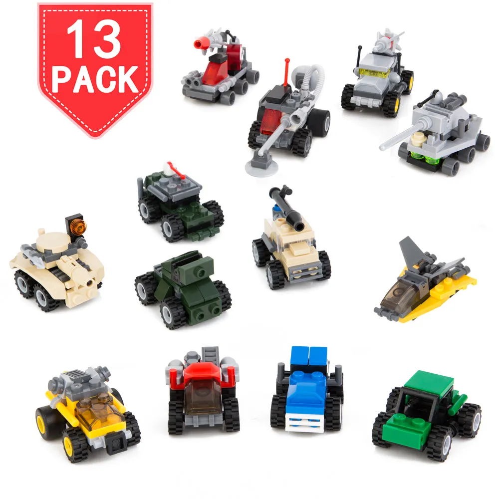 PROLOSO Building Blocks Set Military Vehicles Construction Racing Car Models Toy 13 Sets