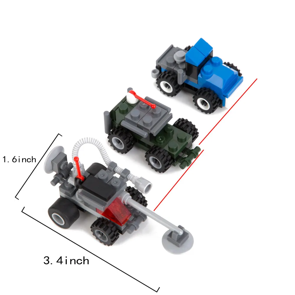 PROLOSO Building Blocks Set Military Vehicles Construction Racing Car Models Toy 13 Sets