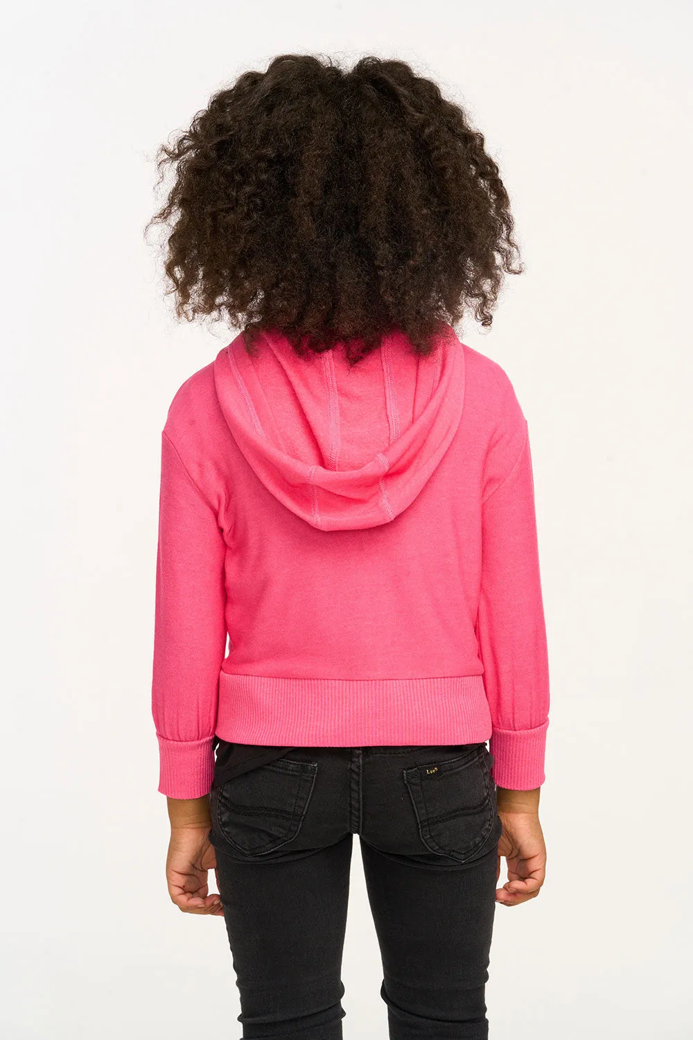 Puffy Flamingo Pink Cozy Knit Zip Up Hoodie