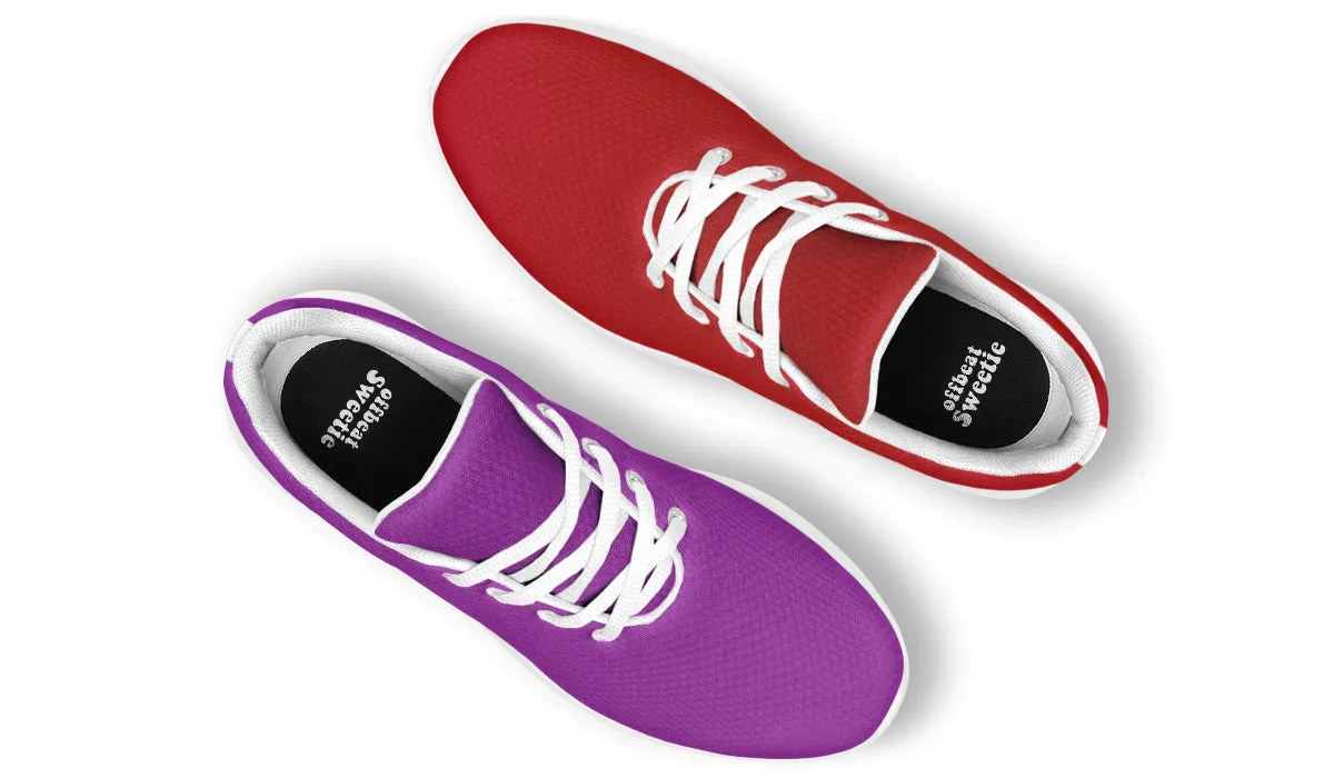 Purple And Red Mismatch Sneakers