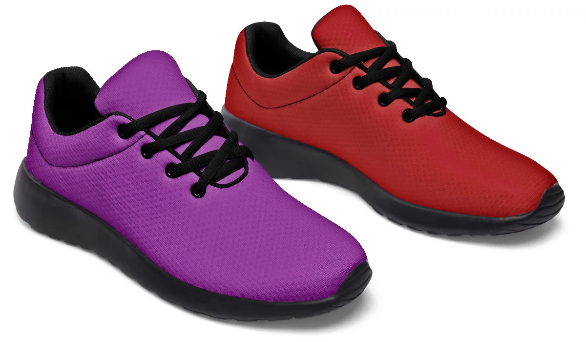 Purple And Red Mismatch Sneakers