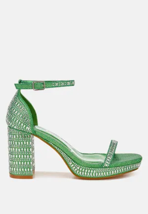 Ronan Rhinestones Embellished Block Sandals