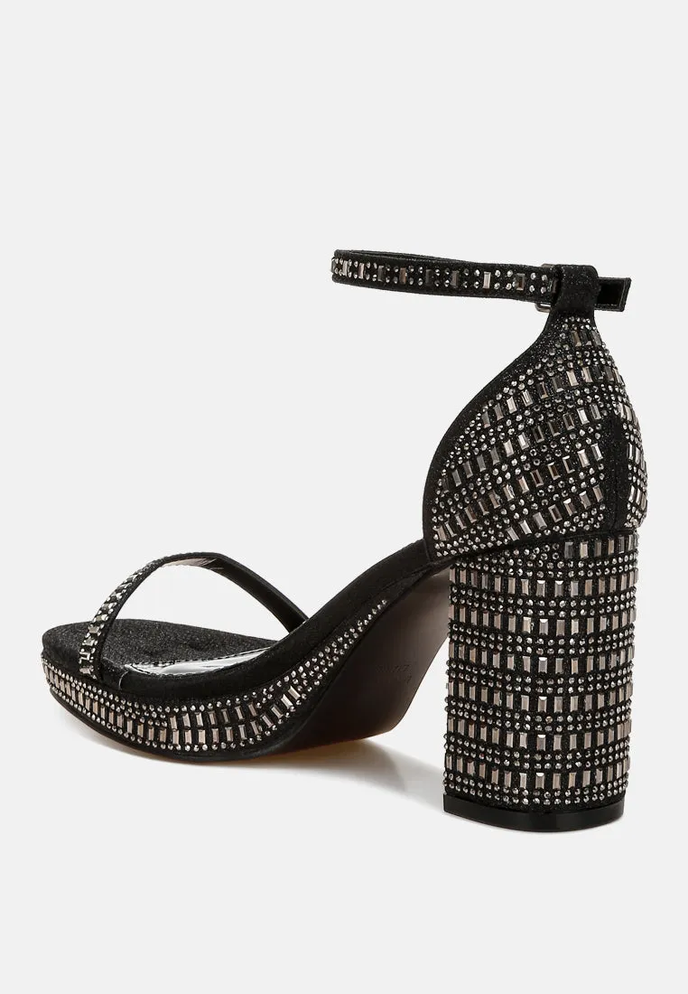 Ronan Rhinestones Embellished Block Sandals