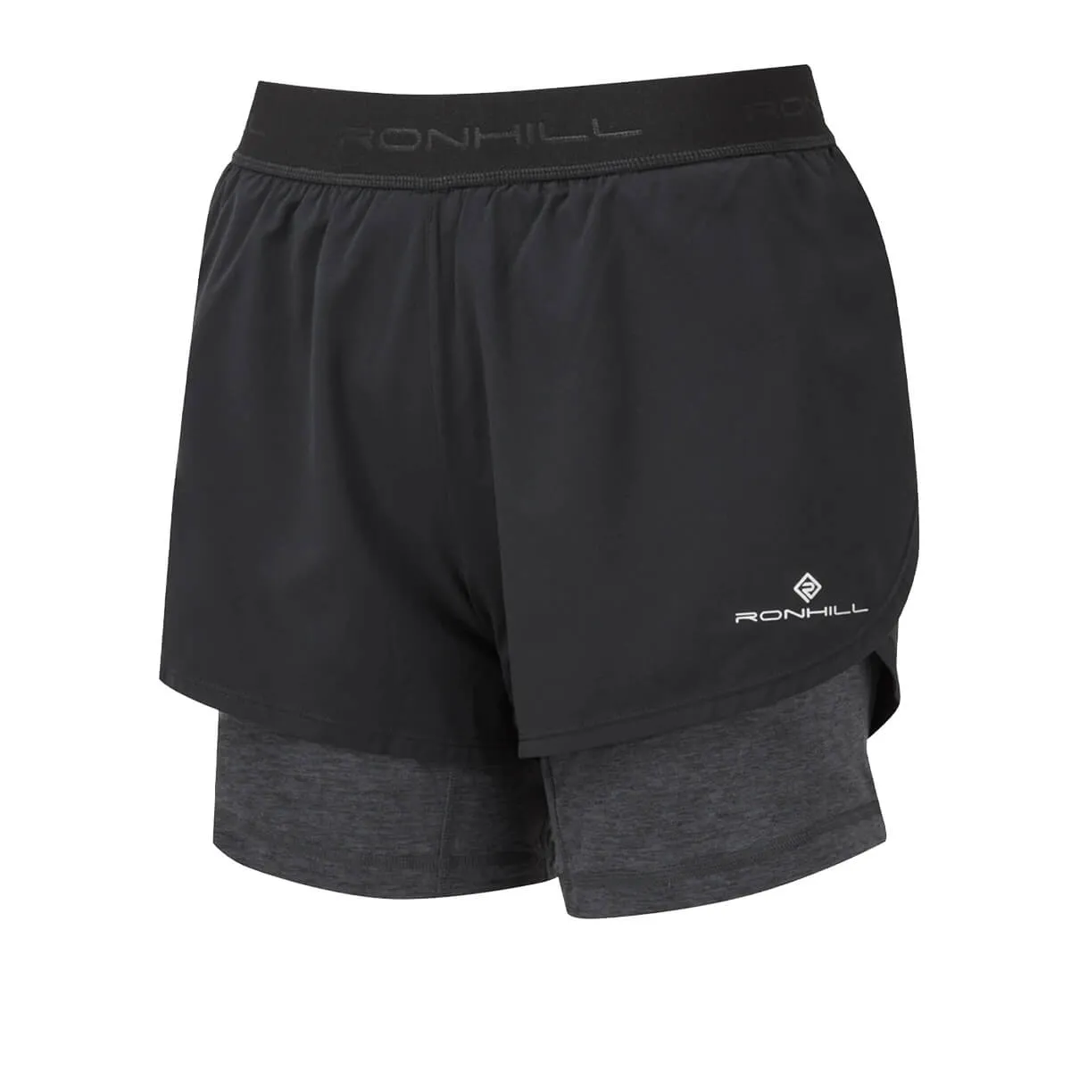 Ronhill Tech Twin Short Womens | Black/charcoal Marl