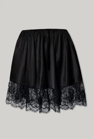 Short Silk Lace Skirt In Black