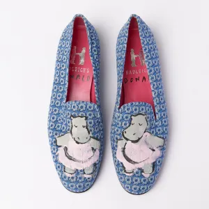 Slipper Painted Floral Hippo / 37.5