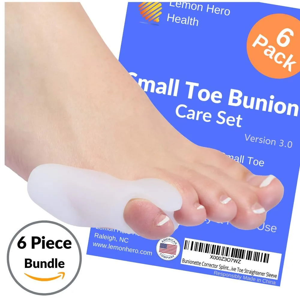 Small Toe Tailors Bunion Relief Pack by Lemon Hero - 2 Gel Bunion Pads with Spacer Separator and Protective Cushion Shield - Best Corrector for Pain Relief and Little Pinky Toe Alignment