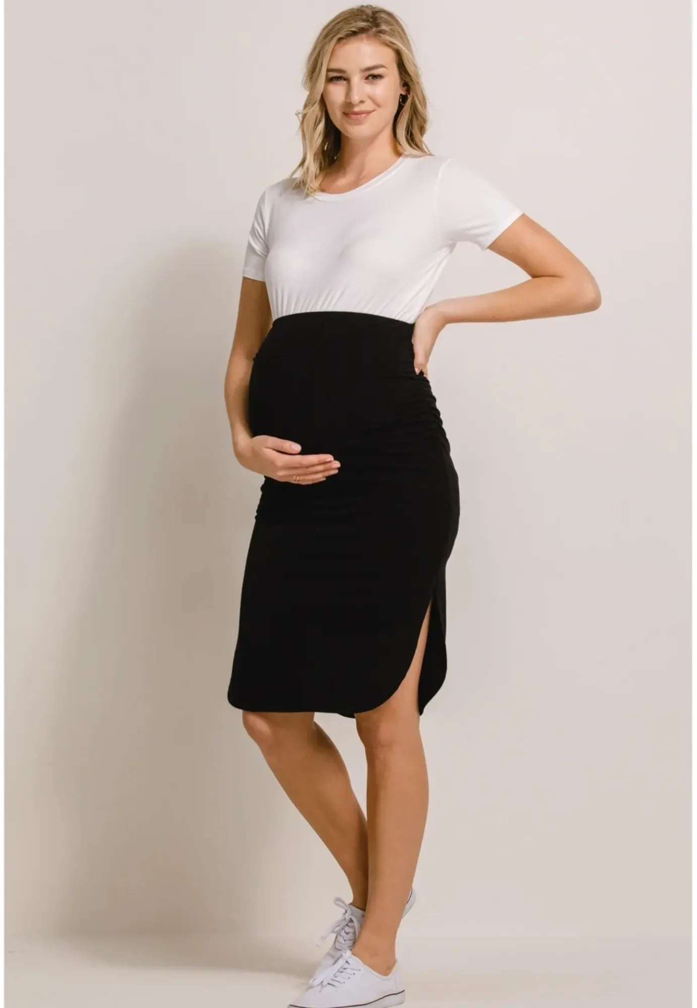 Soft Terry Side Slit Maternity Skirt