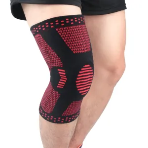 Sports Knee Pads Anti-Collision Support Compression Keep Warm Leg Sleeve Knitting Basketball Running Cycling Protective Gear, Size: M(Black Red)