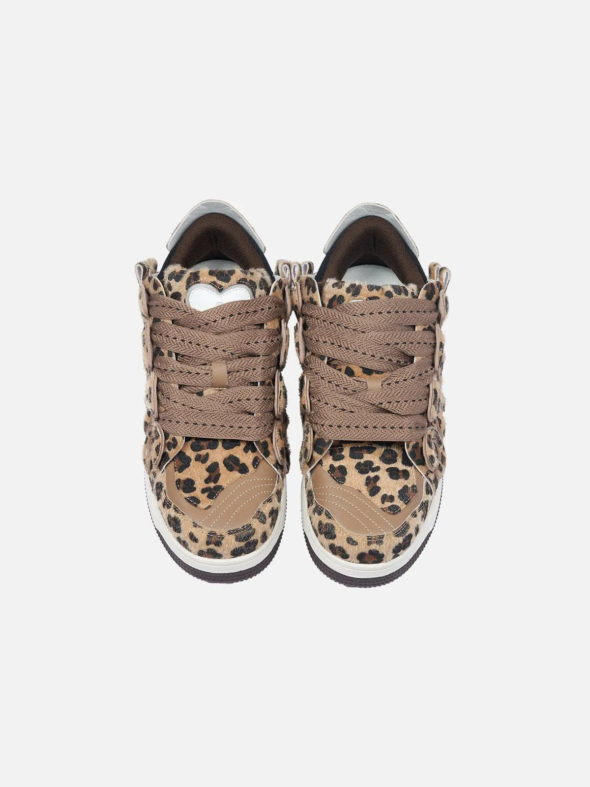 StarryClimb Leopard Print Applique Skate Shoes