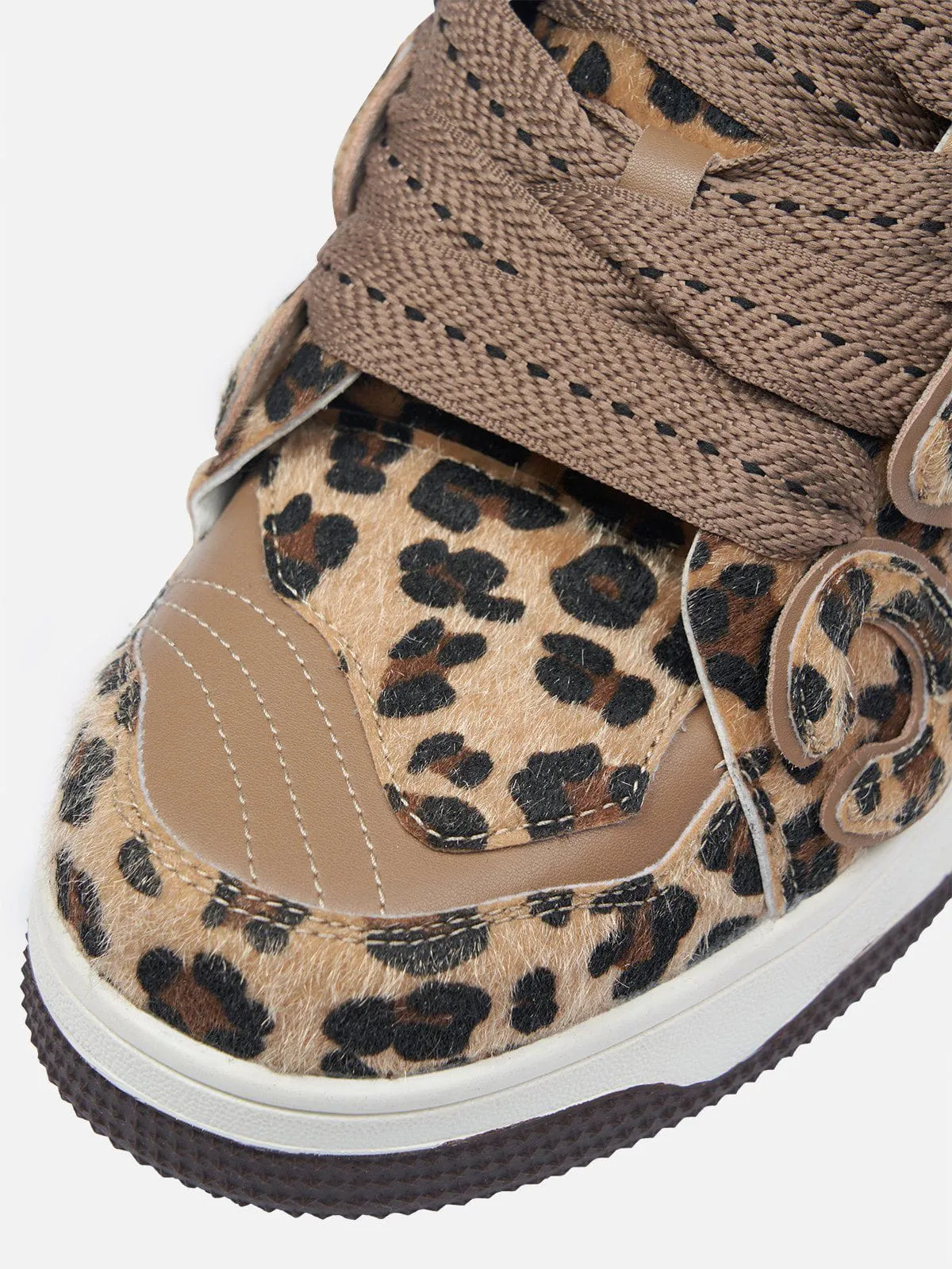 StarryClimb Leopard Print Applique Skate Shoes